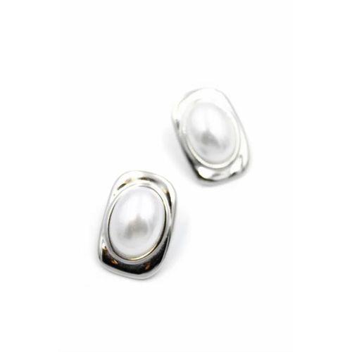 İnci Oval Küpe - Gümüş