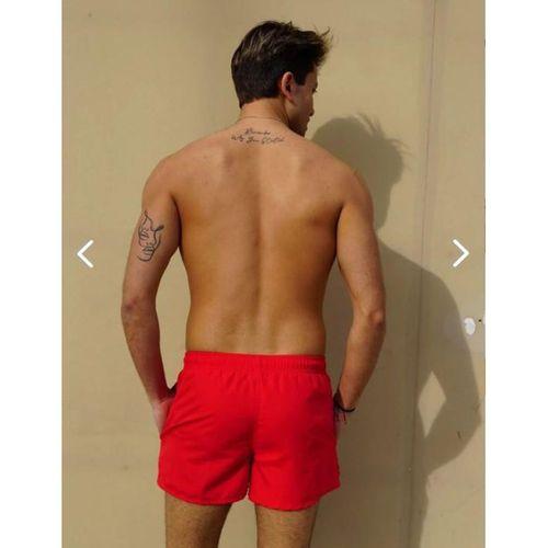 Miami BeachErkek Kırmızı Düz Renk Iki Yan Cepli Mini Boy Mayo Deniz Şortu-2202