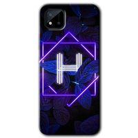 Realme C11 Kılıf Baskılı Kapak - Dark Neon Yaprak H Harfi +Tam Kaplayan Mat Seramik