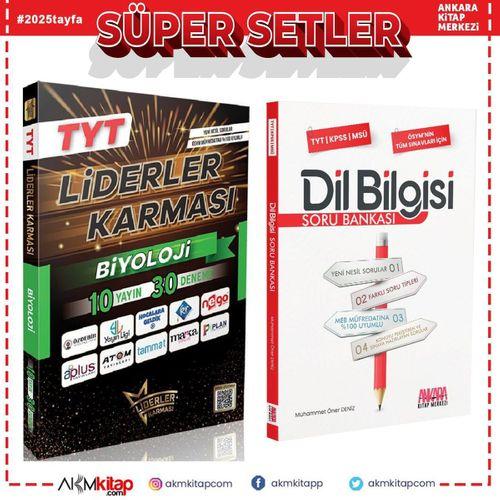 Liderler Karması TYT Biyoloji 10 Yayın 30 Deneme ve AKM Dil Bilgisi Soru Bankası Seti 2 Kitap