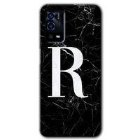 Potkal Hediye Fabrikası Oppo A55 Kılıf HD Desen Baskılı Arka Kapak - Siyah Mermer Desenli R Harfi