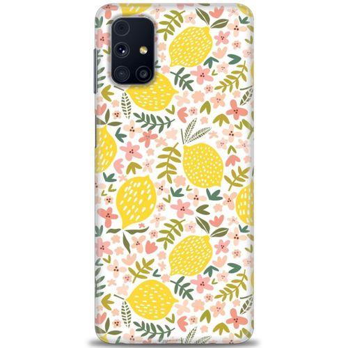 Samsung Galaxy M51 Kılıf HD Baskılı Kılıf - Limon ve Çiçekler + Tam Ekran Koruyucu