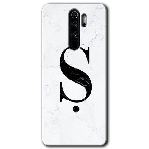 Xiaomi Redmi Note 8 Pro HD Baskılı Kılıf + 9D Tam Ekran Koruyucu - Beyaz Mermer Desenli Ş Harfi