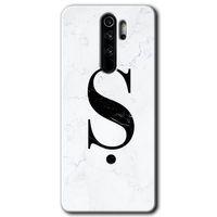Xiaomi Redmi Note 8 Pro HD Baskılı Kılıf + 9D Tam Ekran Koruyucu - Beyaz Mermer Desenli Ş Harfi