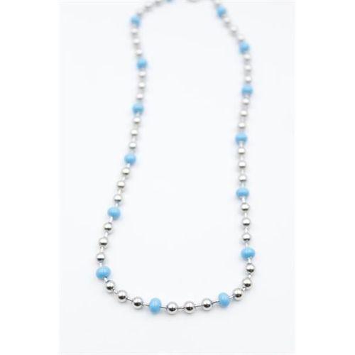 Turkuaz Boncuk Kolye - Gümüş