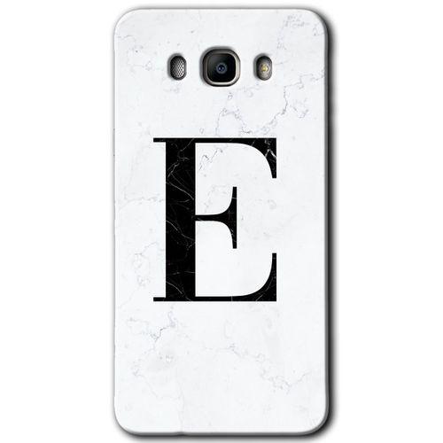 Galaxy J7 2016 Kılıf HD Desen Baskılı Arka Kapak - Beyaz Mermer Desenli E Harfi