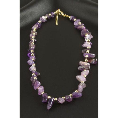 Amatist Kırık Doğaltaş Kolye