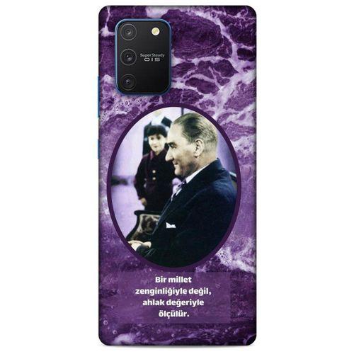 Samsung Galaxy S10 Lite Kılıf Atatürk (10) Full Koruma Kılıfı Mor