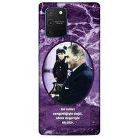 Samsung Galaxy S10 Lite Kılıf Atatürk (10) Full Koruma Kılıfı Mor