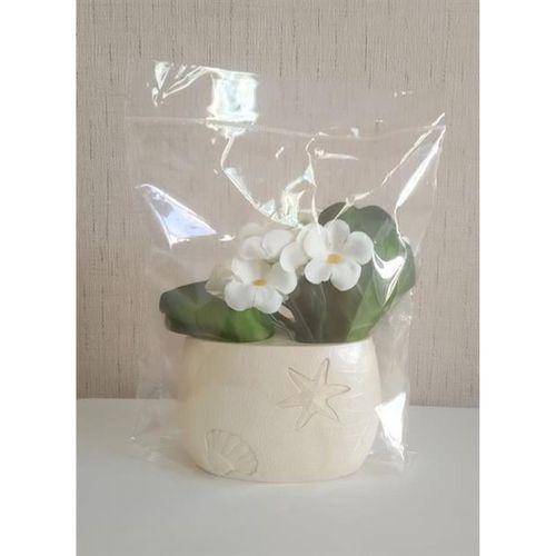 2 Adet Vazo Dahil,Vazoda Çiçek,Beyaz Yapay Çiçek,Vazo Dekoratif İstiridye Poliresin 10X5X14Cm