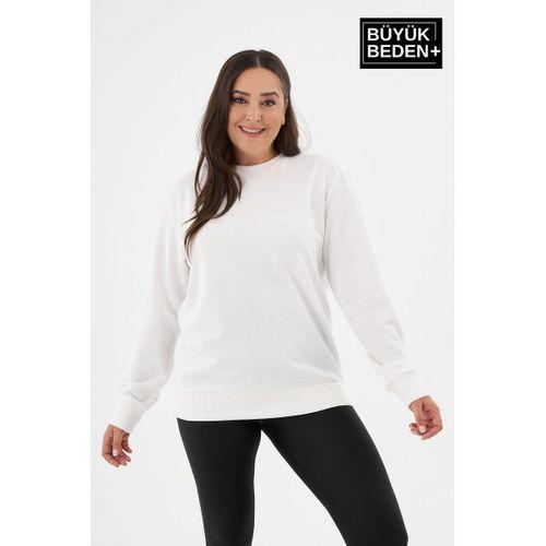 Kadın Büyük Beden Bisiklet Yaka İnce Sweatshirt – Regular Fit %64 Pamuklu SPR26BSWk956