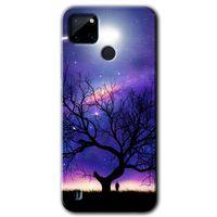 Realme C21 Kılıf HD Desen Baskılı Arka Kapak + Temperli Cam - Uzay Silüet