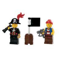 Lego Minifigür Pirate - Blue Vest, Reddish Brown Legs, Red Bandana, Black Eyebrows pi138a/pi137a