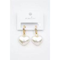 İnci Kalp Küpe - Altın