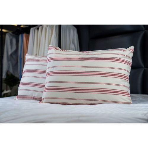 Kırmızı Vintage Çizgili Flanel 2'li Yastık Kılıfı 50X70