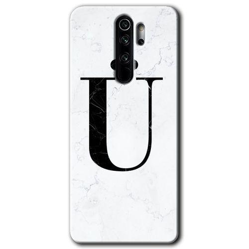 Xiaomi Redmi Note 8 Pro Kılıf Baskılı Kapak - Beyaz Mermer Desenli Ü Harfi +Tam Kaplayan Mat Seramik