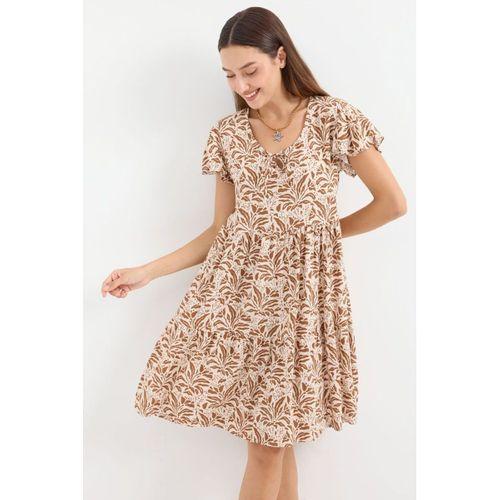 2352 V Yaka Kısa Elbise - A.Taba