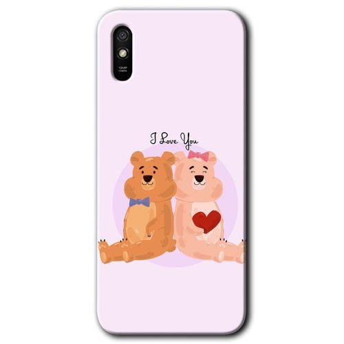 BeRa Aksesuar Xiaomi Redmi 9A Kılıf Baskılı Kapak - Sevgili Ayıcık +Tam Kaplayan Mat Seramik
