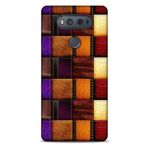 LG K61 Kılıf Patchwork (44) Tough Armor Kılıf Mor Kahve