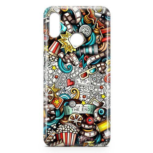 Huawei P Smart 2019 Kılıf Sinema Doodle Arka Kapak Koruma Desenli Full Koruyucu