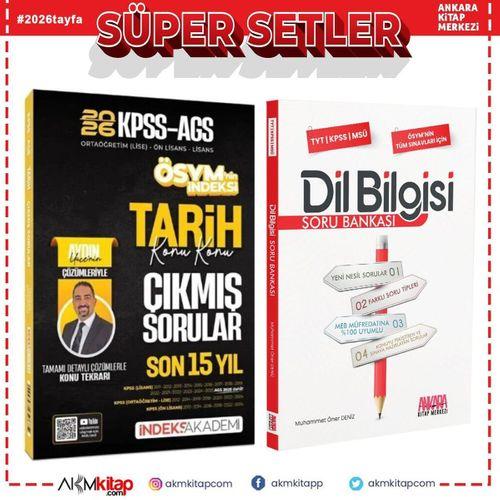 İndeks Akademi 2026 KPSS Tarih Son 15 Yıl Çıkmış Sorular ve AKM Dil Bilgisi Soru Bankası Seti 2 Kitap