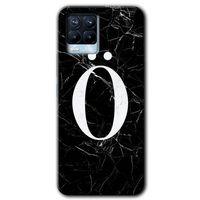 Realme 8 Kılıf Baskılı Arka Kapak - Siyah Mermer Desenli Ö Harfi +Tam Ekran Koruyucu