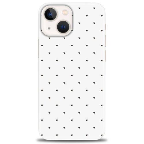 iPhone 13 Kılıf HD Baskılı Kılıf - Minik Siyah Kalp + Tam Ekran Koruyucu