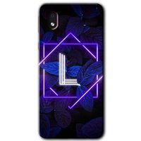 Galaxy A01 Core Kılıf HD Desen Baskılı Arka Kapak - Dark Neon Yaprak L Harfi