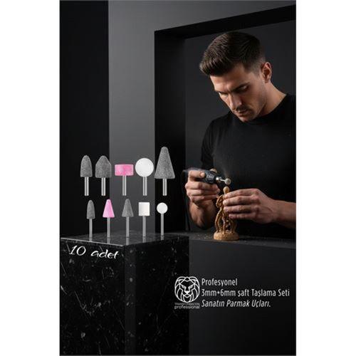 10'lu Dremel Ve Matkap Ucuna Taşlama Seti - 3mm+6mm Şaft Profesyonel Oyma, Şekillendirme ve Rötuş Uçları