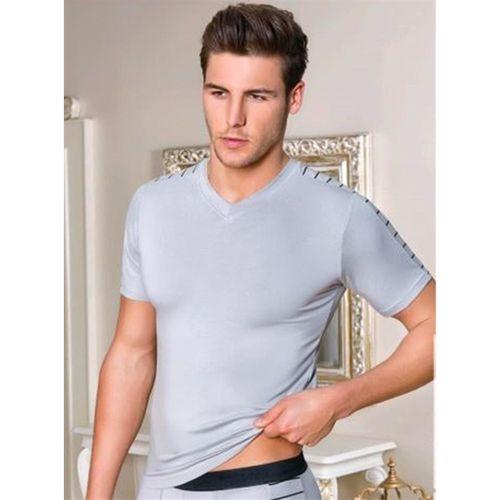 Erkek Modal Zebra Kol Çizgili Tişört Berrak-1033