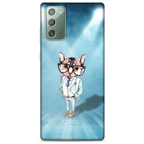 Samsung Galaxy Note 20 Kılıf FunnyMaX (40) Fit Silikon Kılıf Açık Mavi Kedi