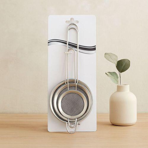 3'lü Mini Tel Süzgeç Seti (5-7-8 cm) Metal Çerçeve