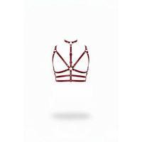 Bordo Göğüs Harness Deri Çok Bantlı Halka Detaylı - Brf235