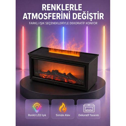 Şömine Görünümlü Hava Nemlendirici Renkli Led Işıklı Aroma Difüzörü