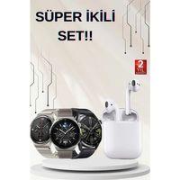 Akıllı Saat Ve Kulaklık Seti Dokunmatik Ekran 5 0 Bluetooth Bağlantılı Sesli Görüşme