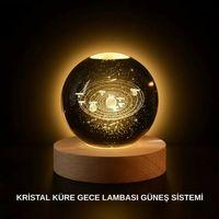 Ahşap Standlı Led Kristal Küre Lazer İşlemeli Dekoratif Obje