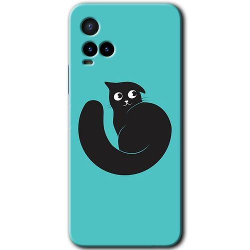 Vivo Y33s Kılıf HD Desen Baskılı Arka Kapak+Temperli Cam - Cat Vector