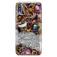 Samsung Galaxy M10 Kılıf Kuaför Malzemeleri Doodle Arka Kapak Koruma Desenli Full Koruyucu