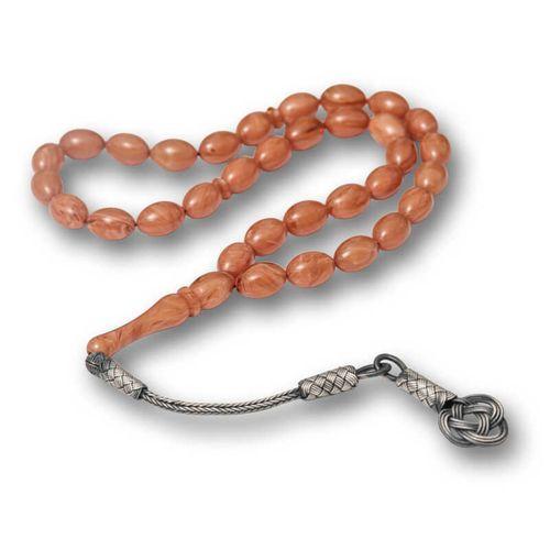 Gümüş Kazaz Püsküllü Sıkma Kehribar Tesbih