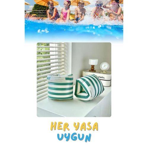 Yeşil Çizgi Desen Her Yaşa Uygun Yürüyen Kolluk, Şişme Deniz Havuz Yüzme Kolluğu, Yüzme Ekipmanları