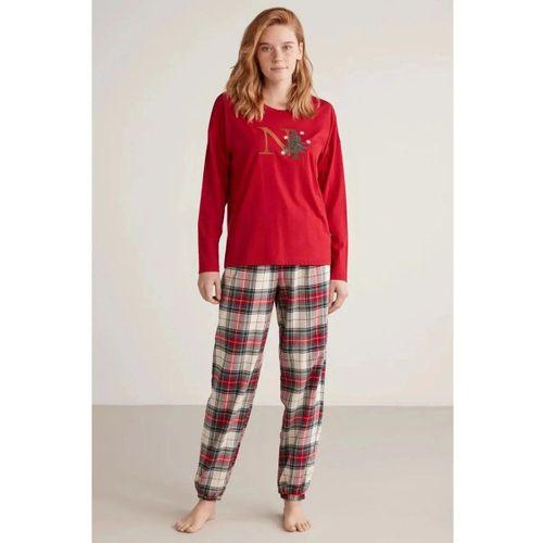 Nautıca W606 Kadın Uzun Kollu Ekoseli Pijama Takımı