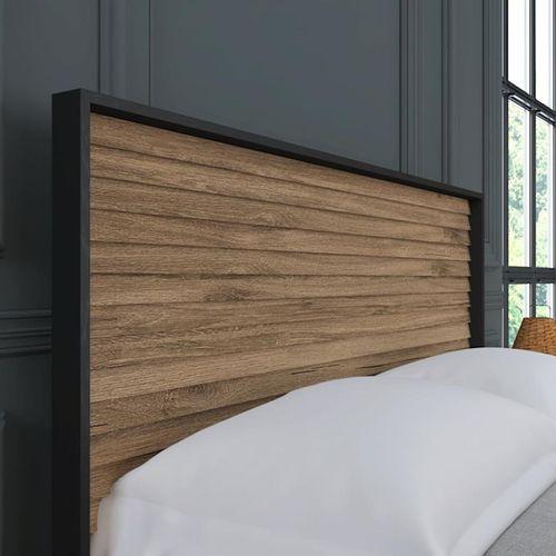 Della Premium Panjur Başlıklı Çift Kişilik Karyola - Minifiks - Pera / Siyah