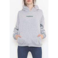 Baskılı Kapşonlu Sweat Gri - 1243.105.