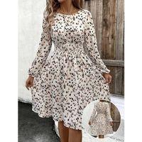 Kadın Uzun Kollu Bot Yaka Beli Lastikli Midi Süprem Elbise