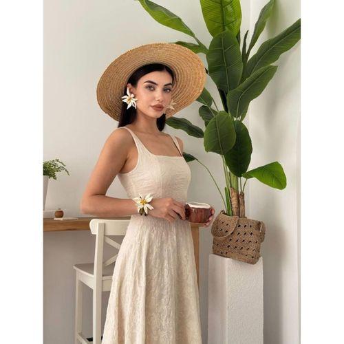 Cuper Çiçek Detaylı Elbise