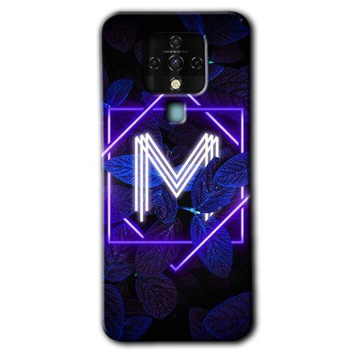 Potkal Hediye Fabrikası Tecno Camon 16 Kılıf HD Desen Baskılı Arka Kapak - Dark Neon Yaprak H Harfi