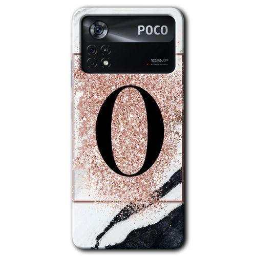 Poco x4 Pro Kılıf HD Desen Baskılı Arka Kapak - Pembe Mermer Desenli O Harfi