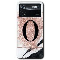 Poco x4 Pro Kılıf HD Desen Baskılı Arka Kapak - Pembe Mermer Desenli O Harfi
