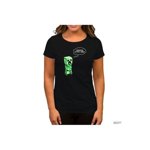 Minecraft Creepers Gonna Creep Siyah Kadın Tişört