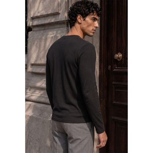 Ribera Regular Fit Pamuklu Likralı Fitilli Erkek Sweatshirt - Siyah